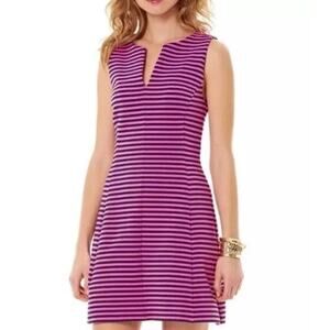 Lilly Pulitzer Women’s Brielle Sleeveless Pink/Navy Striped Dress L Resort wear